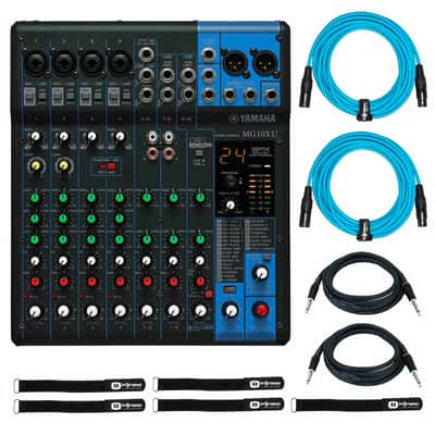 Yamaha MG10XU 10 Input Effects USB EQ Filters Stereo Live Mixer w Blue Cables image 1