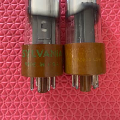 Matched Pair Sylvania 6V6 6V6GT 6P6 6P6P Vacuum Tubes Valves Clear Bottle Black Plates Tall Micanol Bases NOS-Testing image 2