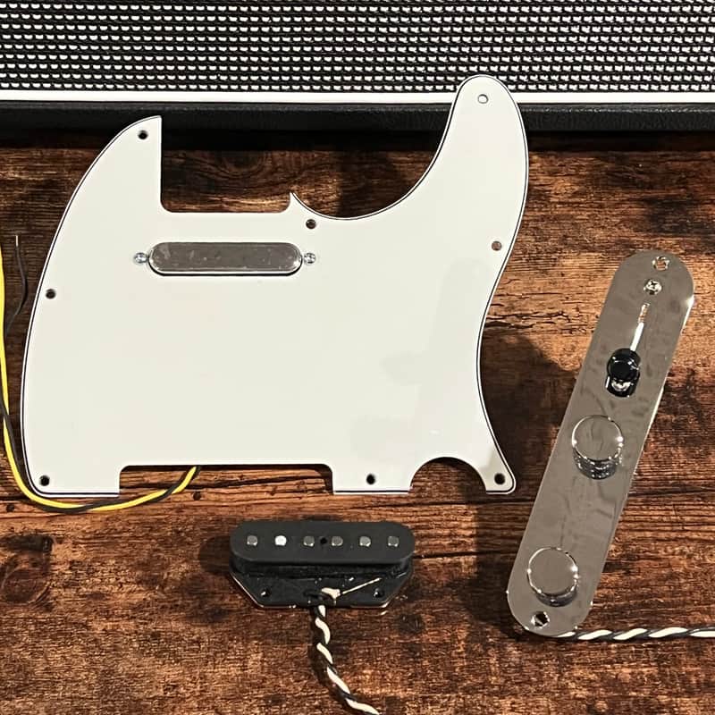 Good Land Pickups Tele Set: Pickups, Loaded Control Plate, and White Pickguard image 1