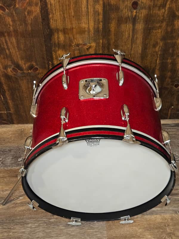 Vintage 1970s Slingerland 14x20 Bass Drum Project - 20" Red Sparkle Rewrap - No Badge - Missing Spur image 1