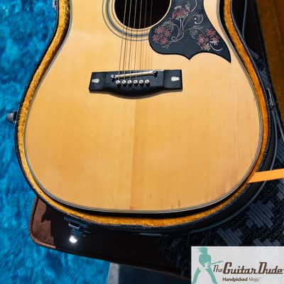 Classic Yamaha FG-401W 1970's Japanese Dreadnaught Acoustic with Hummingbird / Dove Swag! - Natural image 12
