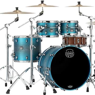 Mapex Saturn Evolution Classic Maple 4-Piece Shell Pack - Exotic Azure Burst Lacquer (SE529XEMPT) image 2