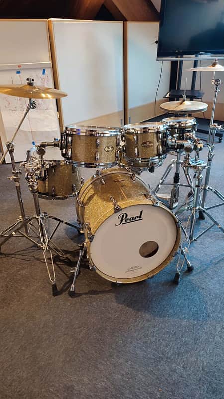 Pearl Masterworks Drum Set - 8/10/12/14/14/20" - Gold Flake image 1