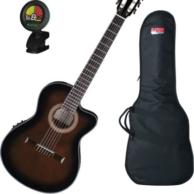 Ibanez GA35TCE Thinline Acoustic-Electric Classical Guitar, Dark Violin Burst w/ Gig Bag and Tuner image 1