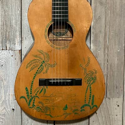 1932 Supertone Hawaiian Scene Parlor, Incredible Vintage Parlor! Comes With Pro Set Up! image 2