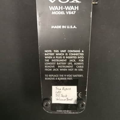 Vox V847 Wah Pedal Placebo Farm Modded with True Bypass, LED, Volume Boost with Variable Control image 2