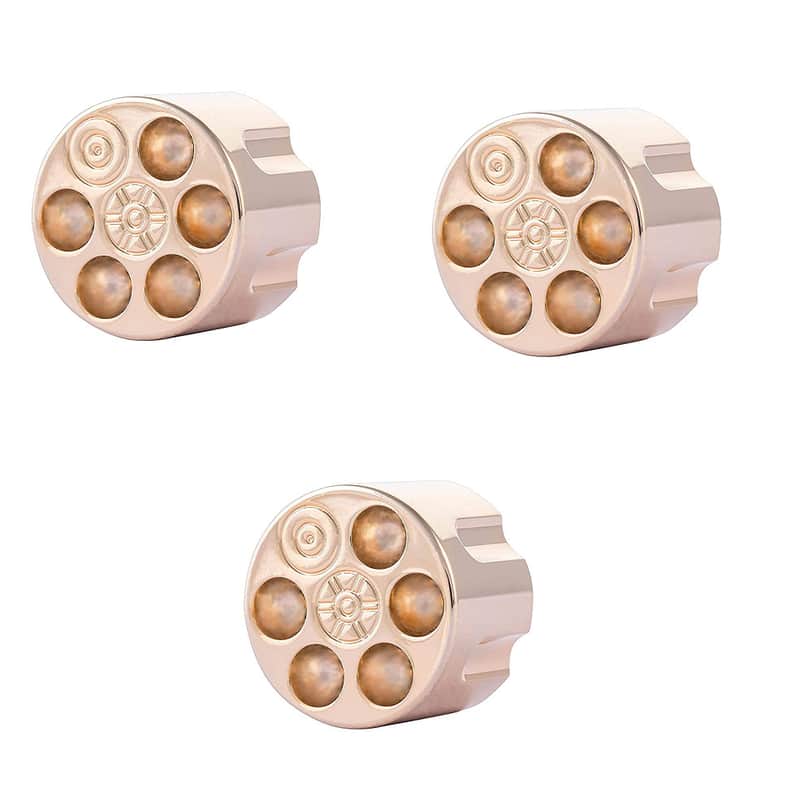 3pcs Guitar Potentiometer Control Knobs for 6mm(0.24”) Dia. Shaft Pots - Knurled Volume and Audio Switch Knob Replacement for Electric Guitar or Precision Bass - Zinc alloy, Golden image 1