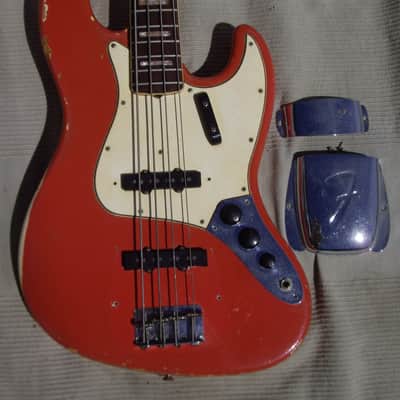 Fender Jazz Bass 1966 - Fiesta Red Matching Headstock image 4