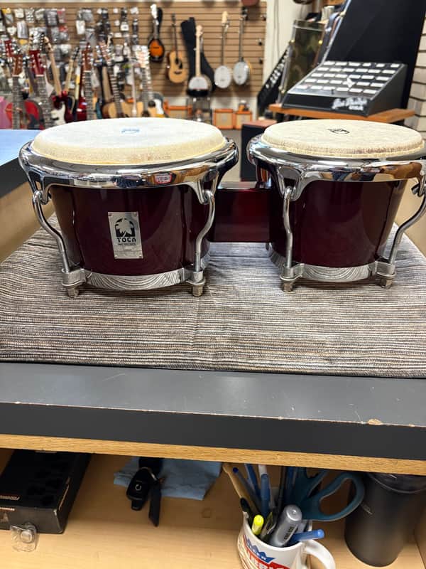 Toca 6.5" and 7.5" Bongos - Transparent Red (Used) image 1