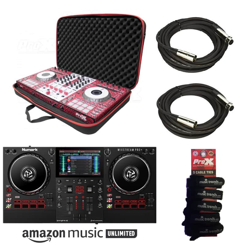Numark Mixstream Pro + Standalone Streaming DJ Controller with Amazon Music Unlimited + EVA Case + XLR"s image 1