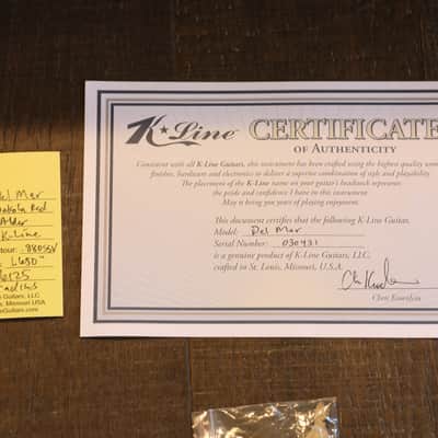 2021 K-Line Del Mar Electric Guitar Factory Relic Dakota Red + COA HSC image 12
