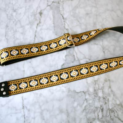 Tom's Vintage Straps Gold 'Cristars' Guitar/Bass Hippie Strap image 4