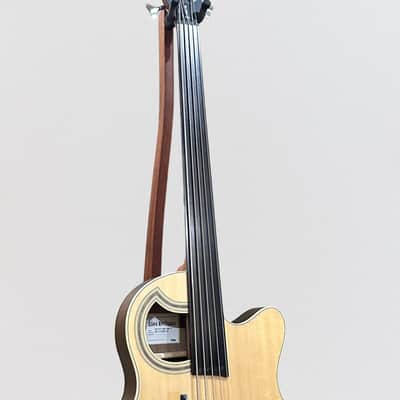Warwick RockBass Alien Deluxe Thinline Hybrid 5 String Fretless Acoustic Electric Bass Guitar - Natural image 9