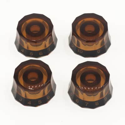 4pcs Brown Lampshade Guitar Knobs | Retro 18 Spline Coarse Split Shaft Volume & Tone Control Knob Set for PRS, Les Paul, SG, LP-Style Electric Guitars image 1
