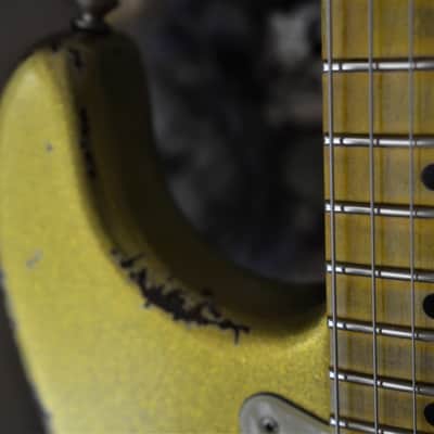 American Fender Stratocaster Relic Custom Vintage Gold Chartreuse Sparkle Texas Specials image 18