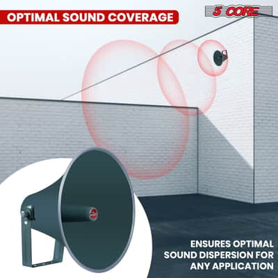 5 Core Outdoor PA Paging Horn Loud Speaker 16 Inch PA Speaker Weatherproof with mounting Bracket - RH 16-16" Short Throw Aluminum Horn image 2