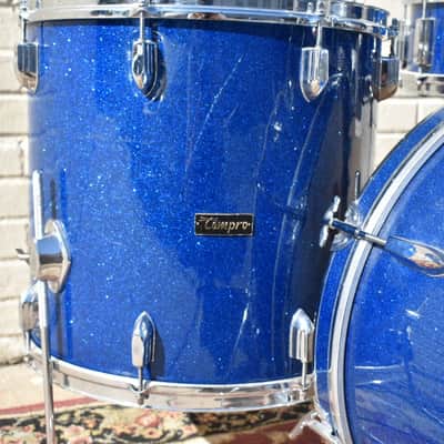 Vintage Pearl Kit "Tempro"  Drum Set with Snare in Blue Sparkle 20, 14, 12, 16 image 12