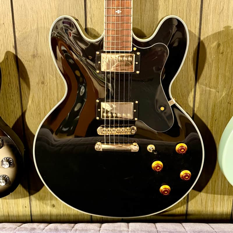 Xaviere PRO930 - Semi Hollow 335 style electric guitar Black with Gold hardware upgraded image 1