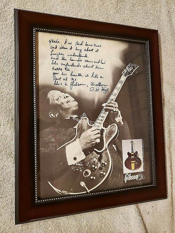 1974 Gibson Guitars Color Promotional Ad Framed B.B. King Lucille Original image 1