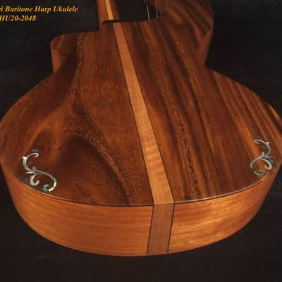 Handcrafted Baritone HARP Ukulele, Solid Spruce & Acacia, MOP Abalone Inlay, Hard Case, Bruce Wei HU20-2048 image 8