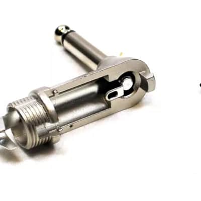 (2) Two Genuine REAN by NEUTRIK NYS207 Mono 1/4" Plug Right Angle 6.35 mm Nickel image 3