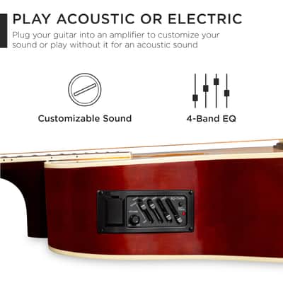 Best Choice Products 41in Beginner Acoustic Electric Cutaway Guitar Set w/ Case, Strap-Blue image 24