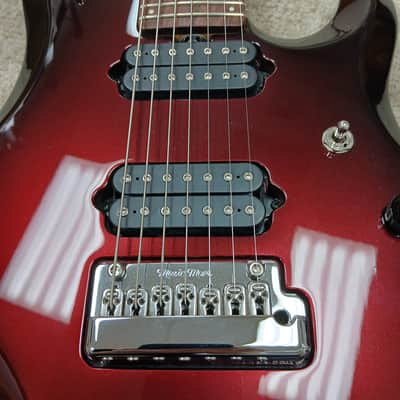 2005 Ernie Ball Music Man JP7 Piezo - Pearl Red Burst Color - w/ Original Hard Shell Case image 13