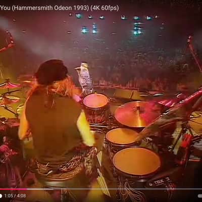 Rikki Rockett's POISON, 1991 Native Tongue Tour DW 5-Piece Drum Set, Purple Sparkle Flame image 4