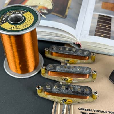 GVT “ NOS Wire “ Handwound Pickups for Stratocaster ®️ Original Pre CBS  1955 Magnet Wire Ltd. Ed. Anaconda Heavy formvar 1964. image 7