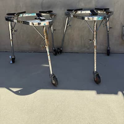 LP636 Collapsible Conga Cradle Stands w/ Legs and Wheels Chrome imagen 3