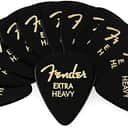 Fender Classic Celluloid Guitar Picks 351 Shape, Black, Extra Heavy, 12-Pack