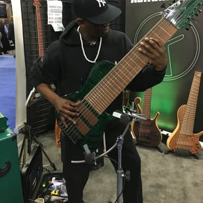Prat Basses GODZILLA C3-WTF-24 24 string Bass (8x3) Trans Dark Emerald Green + Axe Handler Arc Stand image 21