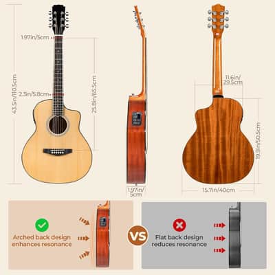 36-Inch Acoustic Electric Guitar Kit, 3/4 Size Cutaway Guitar Bundle with Gig Bag for Kids Beginners, Natural Top image 2