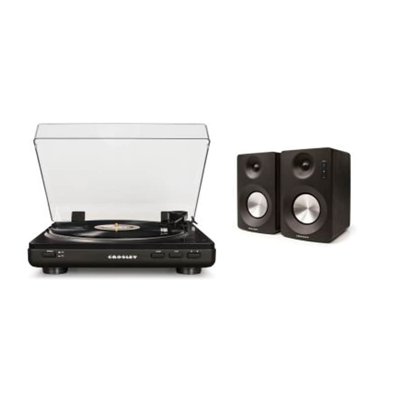 Crosley KT400A-BK Fully Automatic Bluetooth 2-Speed Turntable with S100A Stereo Speakers, Black-NEW image 1