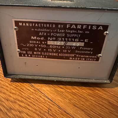 Farfisa ATX Power Supply for Transivox accordians 1960s - Black image 1