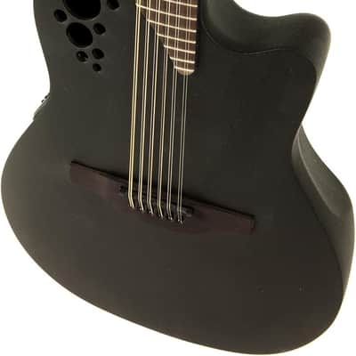 Ovation Pro Series Elite TX E-Acoustic Guitar 2058TX-5 Black Textured 12-String (2058TX-5-G) image 4