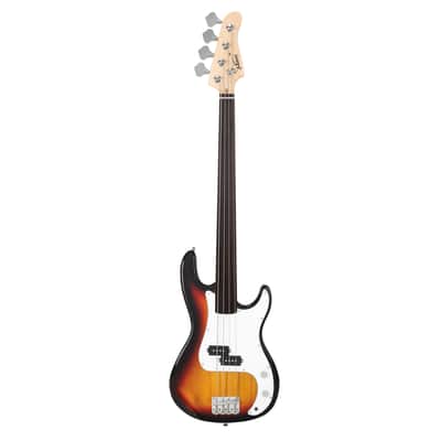 Glarry Fretless Electric Bass Guitar Full Size 4 String for experienced Bass Players Cord Wrench Tool 2020s - Sunset Color image 11