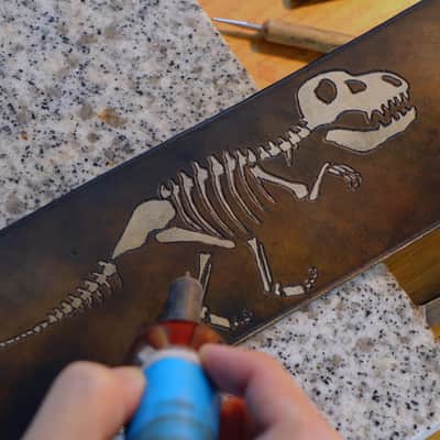 Burny Black Custom Guitar Strap For Acoustic or Electric Guitars - tyrannosaurus made to order - oil made to order - oil image 2