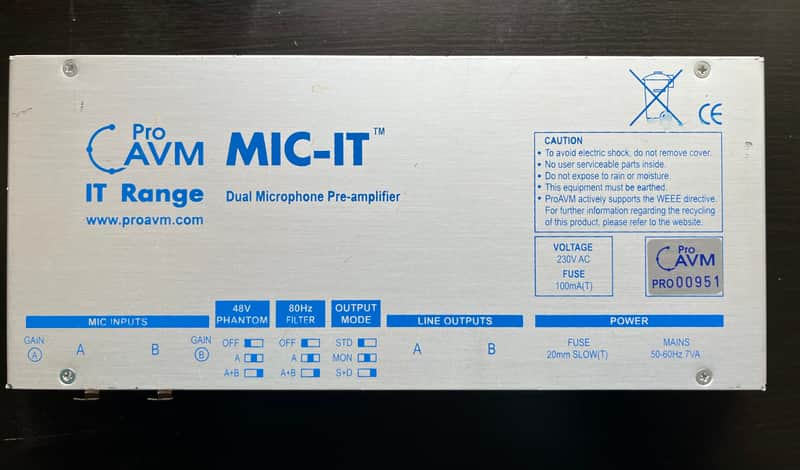 ProAVM MIC-IT dual microphone preamp image 1
