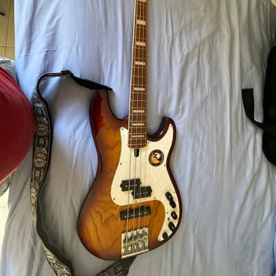 Sire Marcus Miller P8 Swamp Ash P/J 4-String Bass, Tobacco Sunburst, Roasted Maple Fretboard image 8