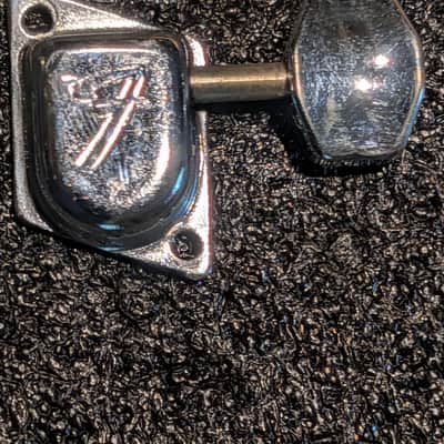 (#T453) Fender "F" Style Tuner.  Metal Button 1960's. Chrome.  Tele / Strat / Jaguar / Jazzmaster. image 1