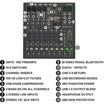 Mackie ProFX10 Go Battery-powered 10-channel Analog Mixer with Enhanced FX, USB image 8