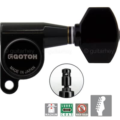 NEW Gotoh SG360-07 L6 MG Locking Keys Set 6 in line Schaller M6 Mini Style RIGHT Handed - BLACK