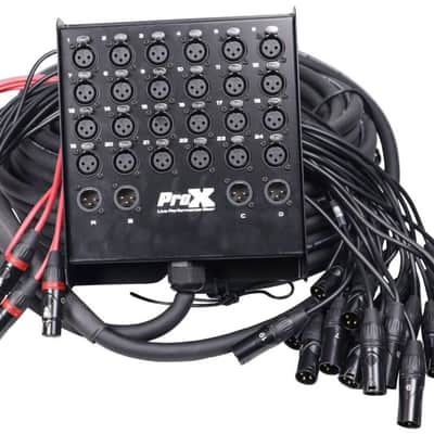 ProX XC-SB244XLR100 100 Ft. XLR Stage Recording Extension Box Snake 24 XLR-F Send Inputs 4 XLR-M Effects Return image 1
