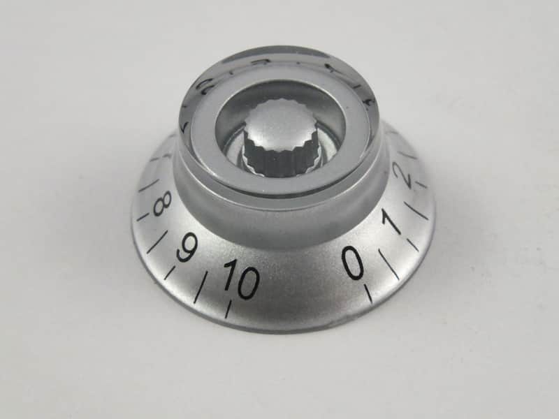 4 Silver Top Hat Bell Knobs fits Epiphone, Les Paul, SG, Casino guitars with 18 spline metric Pots image 1
