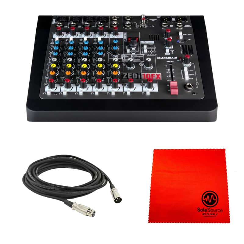 Allen & Heath ZEDi10FX 10-Channel Mixer/USB Audio Interface with XLR Cable, 5x Cable Ties and StreamEye Polishing Cloth image 1