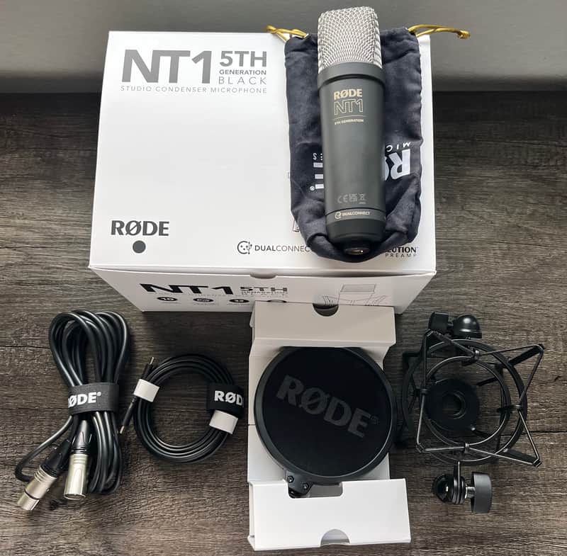 RODE NT1 5th Generation Cardioid Condenser Microphone Bundle 2026- Original Box - Black image 1