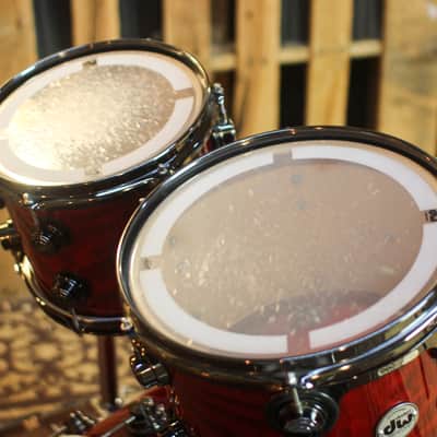 Used DW Collector's Maple Candy Apple Red over Redwood Stump Drum Set - 22,10,12,14,16,14sn image 11