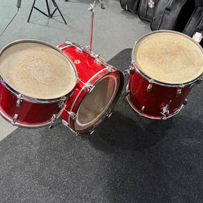Vintage 60's Gretsch Round Badge 3-Piece 13/16/20 Drum Kit Set in Red Sparkle with Cases (Rm4) image 13