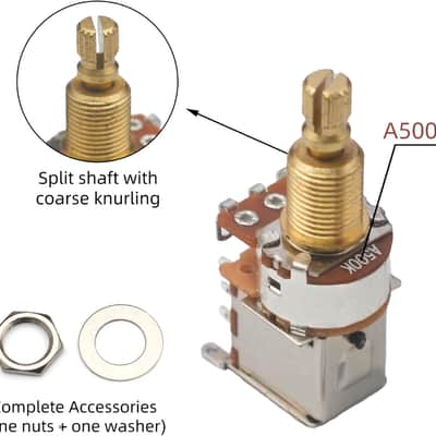 Brass Full Metric Size Push Push Potentiometer Guitar Pots Audio Taper A500K Potentiometers for Electric Guitar (A500K) image 3
